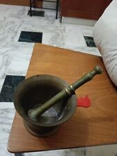 Mortaio Con Mastello In Ottone Vintage Antico Ottima Condizione