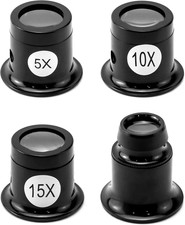 ® 4 Pezzi Monocolo Orologiaio 5X 10X 15X 20X Lente Ingrandimento Professionale p
