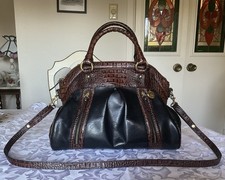 Borsa a mano Brahmin Louise Rose nera ~ marrone croc goffrato