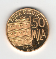 ORO 50.000 LIRE  commemorative centenario Banca d'Italia 1993 - FDC
