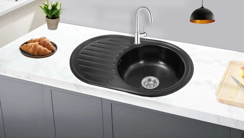 Lavello 77x50x18 nero acciaio