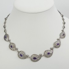 COLLANA ORNATA IN ARGENTO STERLING E AMETISTA - 21,7 GRAMMI