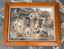 Antica stampa con cornice- Angeli - angioletti /angelo custode '800