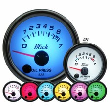 MANOMETRO PRESSIONE OLIO 7 COLORI 52MM LED BLINK AUTO STRUMENTO NERO MULTICOLOR