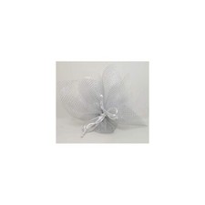 30 pz sacchetto rete lame' + velo organza con tiranti portaconfetti 24x24 cm arg