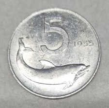 Moneta 5 Lire Delfino del 1955