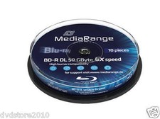 10 MediaRange BD-R DL 50GB 6x BluRay blu ray MR507 vergini Cake box da 10 pezzi
