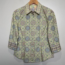 Camicia donna Robert Graham stampa geometrica con bottoni taglia M multicolore
