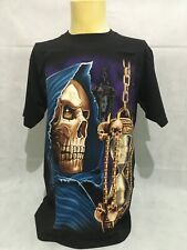 T-shirt da uomo con doppia stampa Teschio Clessidra maglietta maglia TG M estiva