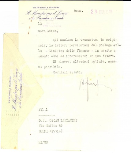 1948 roma lettera ministro - 1948,