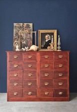 Antica Cassettiera / Comò in Castagno con maniglie metalliche | '800 / Schedario