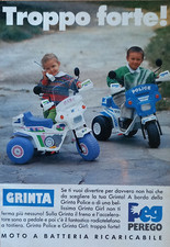 Pubblicità Advertising Italian Clipping 1990 PEG PEREGO GRINTA Girl Police Moto.