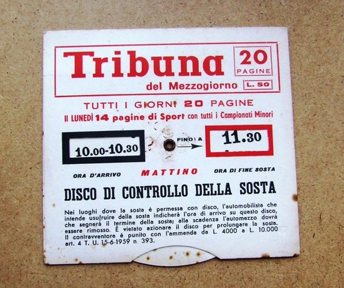 Disco orario tribuna - disco,
