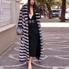 Giacca cincillà donna vera pelliccia di coniglio rex nuova cappotto con pelliccia di volpe invernale outwear