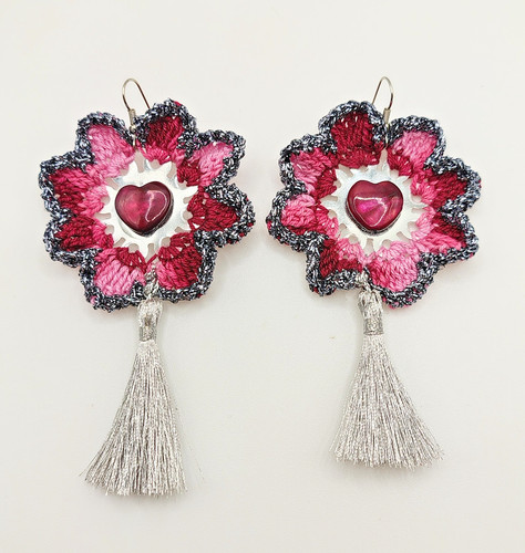 Orecchini fiore rosa - orecchini,
