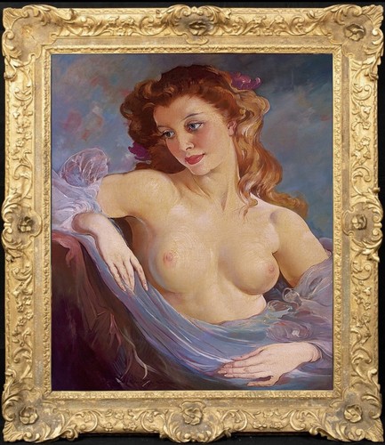 Hand painted vintage nude - painted,