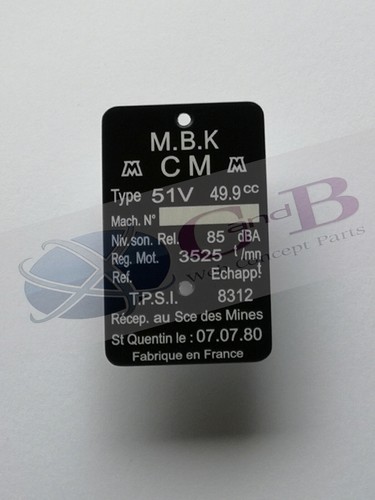 Plaque mbk type - , cm