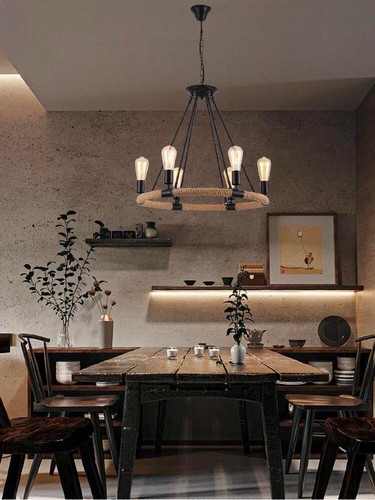 Lampadario rotondo rustico - , in