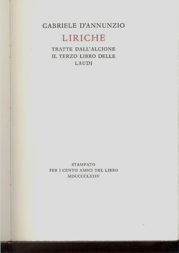 Annunzio gabriele liriche - d'annunzio, gabriele.