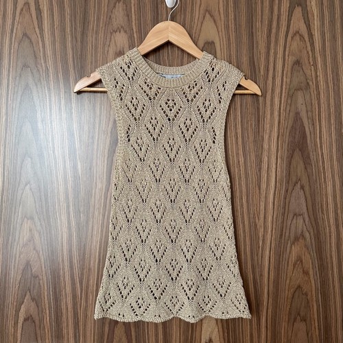 Canotta zara beige oro - zara,