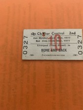 Biglietto treno finale Coppa Europa Liverpool FC 1977 "Lime St To Rome And Back"