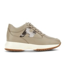 HOGAN donna Interactive pelle tortora/ paillettes oro SCONTO 30%