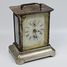 Antico Horloge d'officier DA TAVOLO Viaggio in METALLO OROLOGIO da carrozza Raro