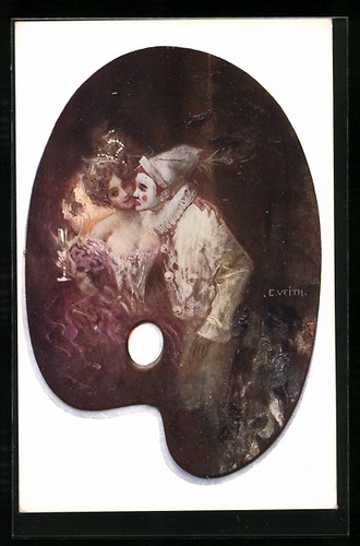 Cartolina arlecchino con - arlecchino, una