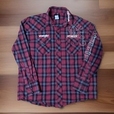 WRANGLER PBR Rodeo Western Yokes camicia a scatto perla uomo L rossa ricamata