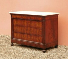 Comò cassettone Carlo X lombardo, piano marmo, lastronato mogano su noce, '800!