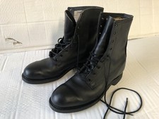 VINTAGE Addison Donna Nero Pelle Militare Stivali Punta acciaio Size 6,5 ANNI 80