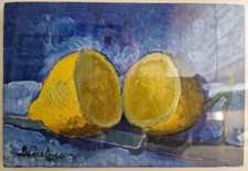 Ettore FICO, Olio su tavola, 1988 cm. 15,3x22,5 (cornice 29,7x39) "Limone"