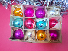 Palline natalizie vintage in vetro colorato anni 60 – 12 pezzi con scatola