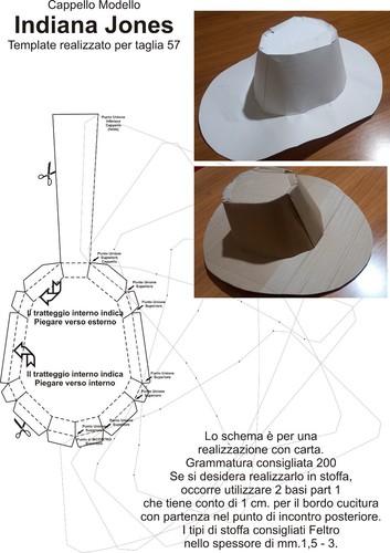 Cappello modello indiana jones - modello,