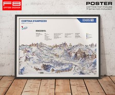 POSTER locandina Cortina D'Ampezzo Mappa Piste Da Sci Albergo Arredo Interior HQ