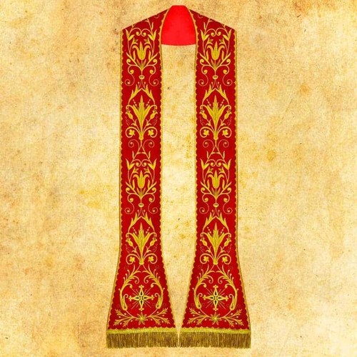 Stola romana ricamata rossa
