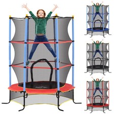 HOMCOM Tappeto Elastico Bimbi 3-10 Anni Rete di Sicurezza e Pali Imbottiti