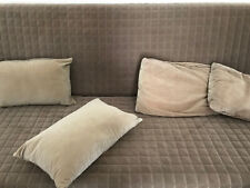 Divano letto 3 posti in tessuto marrone vano contenitore con 4 cuscini 