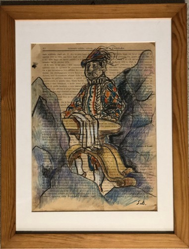 Vecchio disegno con - disegno, cornice