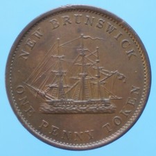 CANADA NEW BRUNSWICK PENNY TOKEN 1843 RAME COPPER COIN SPL CURRENCY NUMISMATICA