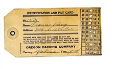 Carta d'identità e pagamento Oregon Parking Company. biglietto cartaceo vintage