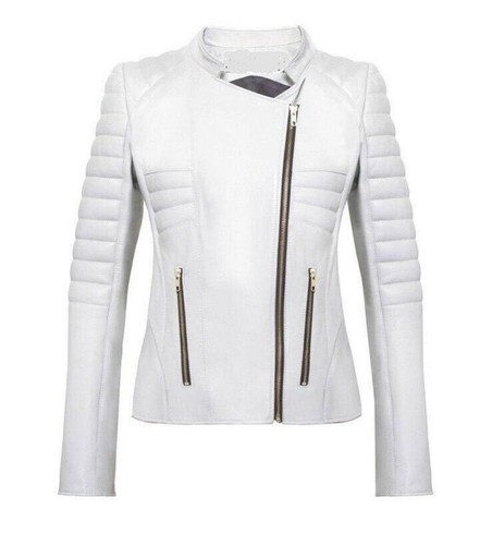 Giacca donna pelle bianca pura