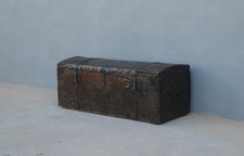 Baule cassapanca contenitore d'arredo rivestito in pelle, '800 - L 115 cm!