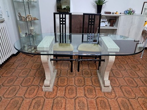Tavolo cristallo 4 sedie - cristallo, +