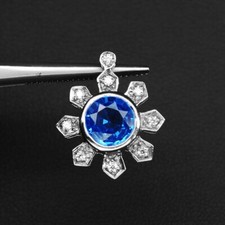 Entrancing Swiss Blue Topaz Round 2.50Ct 925 Sterling Silver Handmade Pendants