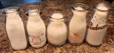 5 Old Vintage Glass Milk