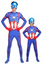 Simile Capitan America Vestito Costume Carnevale Bambino Uomo Cosplay CAPMK01