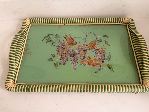 Vintage serving tray birds - ,