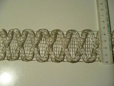 PASSAMANERIA VINTAGE ANNI 50 COTONE FILO METALLICO SETA ARGENTO H 4,5 CM X 1 MT