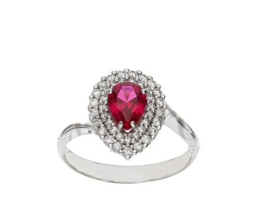 Anello goccia con - pietra, rossa
